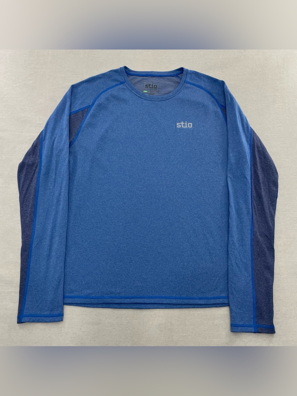 Stio Mens Sz L Blue Hylas Polyester Wool Base Layer UPF Workout L/S T-Shirt
